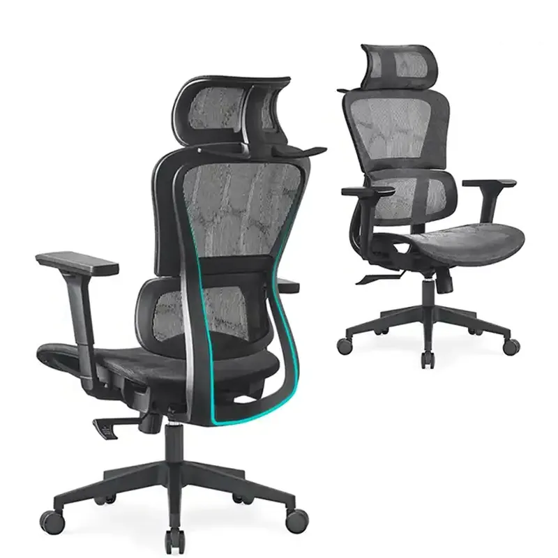 Cadeira ajustável com encosto alto para computador de escritório, corrimão ergonômico 3D, assento deslizante, função lounge, cadeira giratória