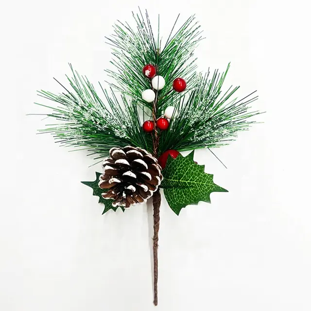 Artificial bouquets Christmas Berries Stems Evergreen Pine Branches Red Berry Pine Cones Picks Branch holiday decorations