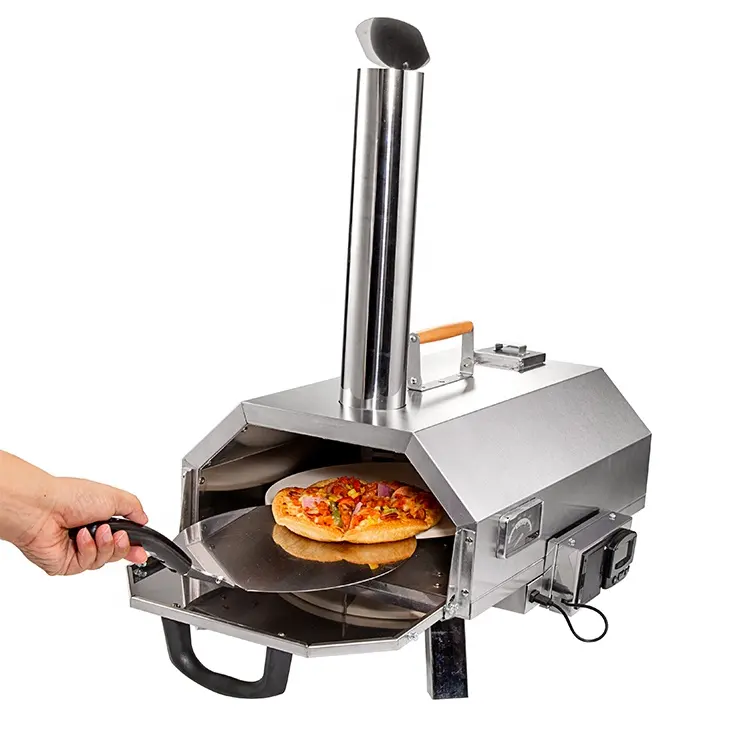 Máquina de hacer pizza, parrilla de barbacoa giratoria automática, horno de pizza de leña para exteriores
