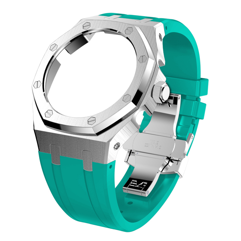 Silver case tf blue strap