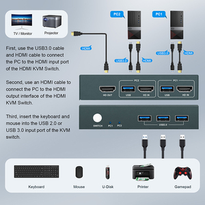 Hoomc 2 en 1 4K para conmutador KVM HDMI con conmutador de Puerto USB y DP de 60Hz conmutador de teclado de ratón de 2 monitores en Stock - Product Image 6