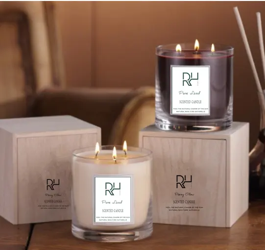 3 Wick Candle Personal isierte Luxus gläser Soja kerzen Duft kerze für Home Decoration Valentinstag