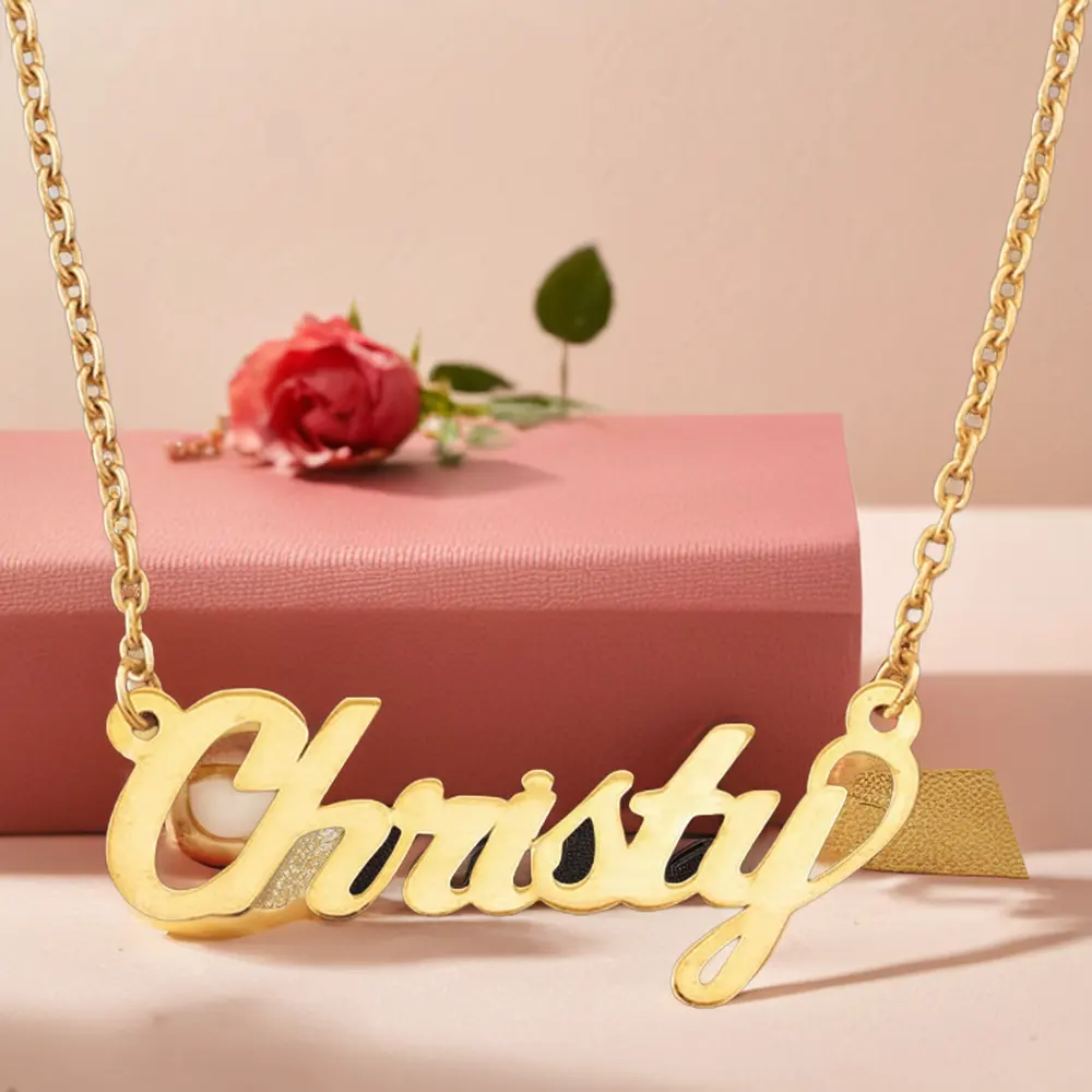 2024 collar con nombre personalizado 18K chapado en oro regalo de Navidad collar con texto personalizado