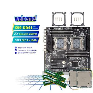 Pandl ชุดคอมพิวเตอร์ตั้งโต๊ะสี่ช่องใหม่ Xeon E5 V4คอมโบ DDR4 ECC 4X16GB 2400MHz เมนบอร์ด X99 2699v4ซีพียูคู่ - Product Image 1