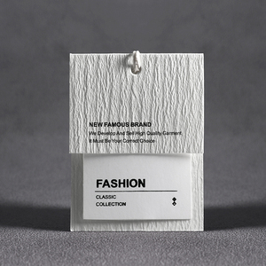Papel de impresión de textura ecológica, diseño personalizado, etiquetas colgantes para ropa y prendas de vestir con cordón