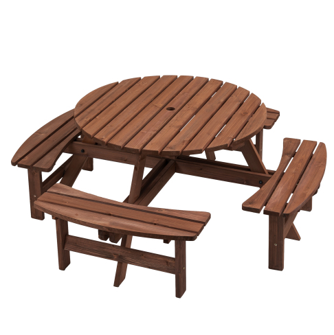NEW 8-Person Wooden Round Table Brown