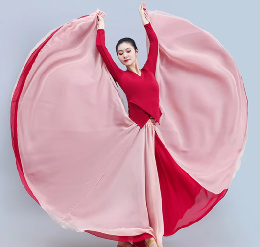 Jupe fendue en poudre légère, grande jupe pivotante rouge vin