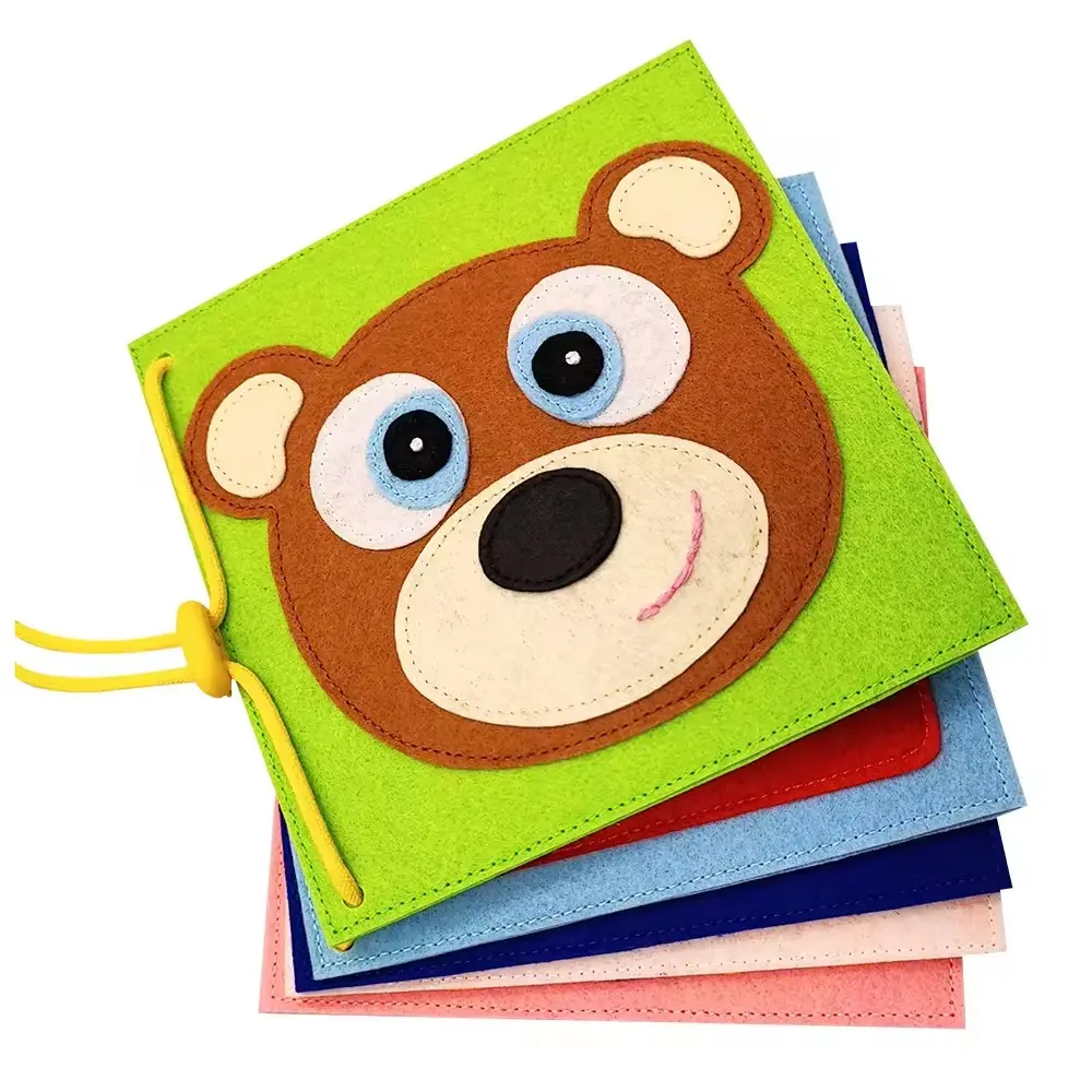 En gros Personnalisé Mignon Ours En Peluche Couverture DIY Doux Occupé Livre Feutre Sensoriel Calme Livre