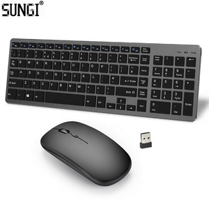 2.4G and BT <strong>3.0</strong>/5.2 Three Mode Wireless <strong>Keyboard</strong> and Mouse Set <strong>Bluetooths</strong> Slim Silent Design With Rechargeable Battery - Product Image 1