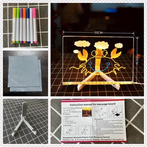 立式发光亚克力留言板干擦板发光记事板带7色笔的书桌笔记 - Product Image 5