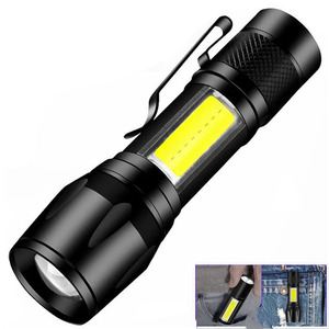 Mini Zoom odak el feneri COB + XPE taktik LED fener USB şarj edilebilir su geçirmez anahtarlık el feneri çalışma Cob lambası - Product Image 5