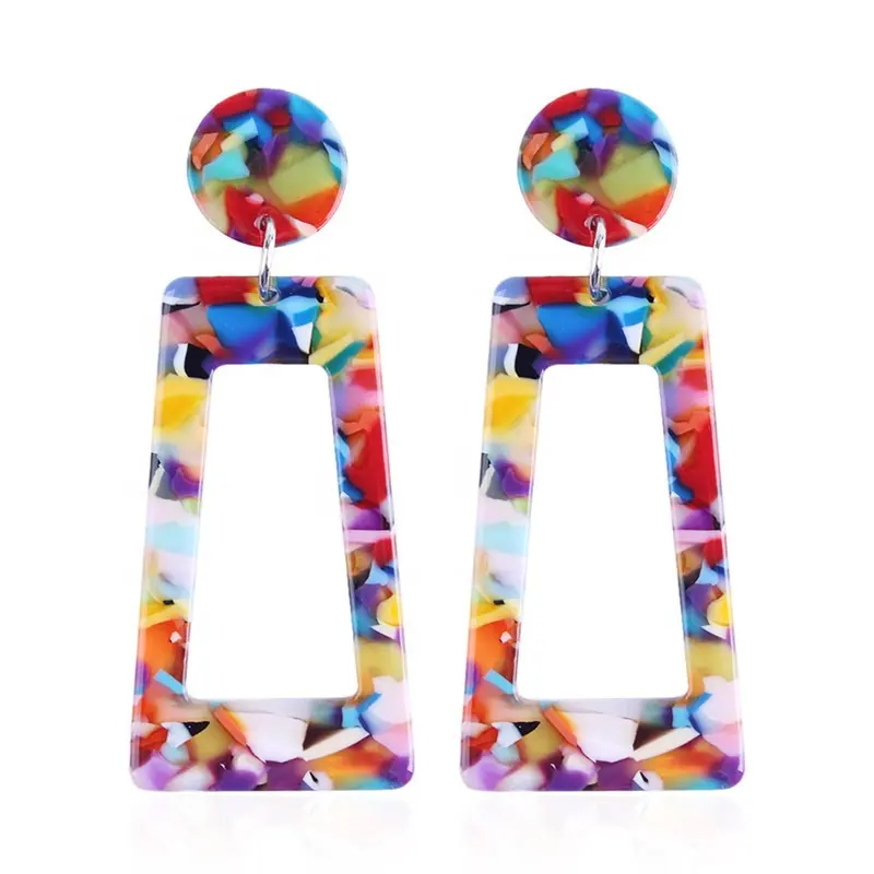 Orecchini pendenti in resina con dichiarazione geometrica in acrilico orecchini pendenti colorati grandi della boemia Oversize per donne ragazze