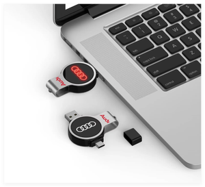 OTG C型双Usb圆形旋转金属OTG C型u盘，带发光标志手机和电脑商务礼品 - Product Image 6