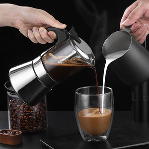 Çift vana ve şeffaf cam Premium kalite Espresso kahve makinesi ile özelleştirilmiş İtalyan paslanmaz çelik Pot Pot - Product Image 4