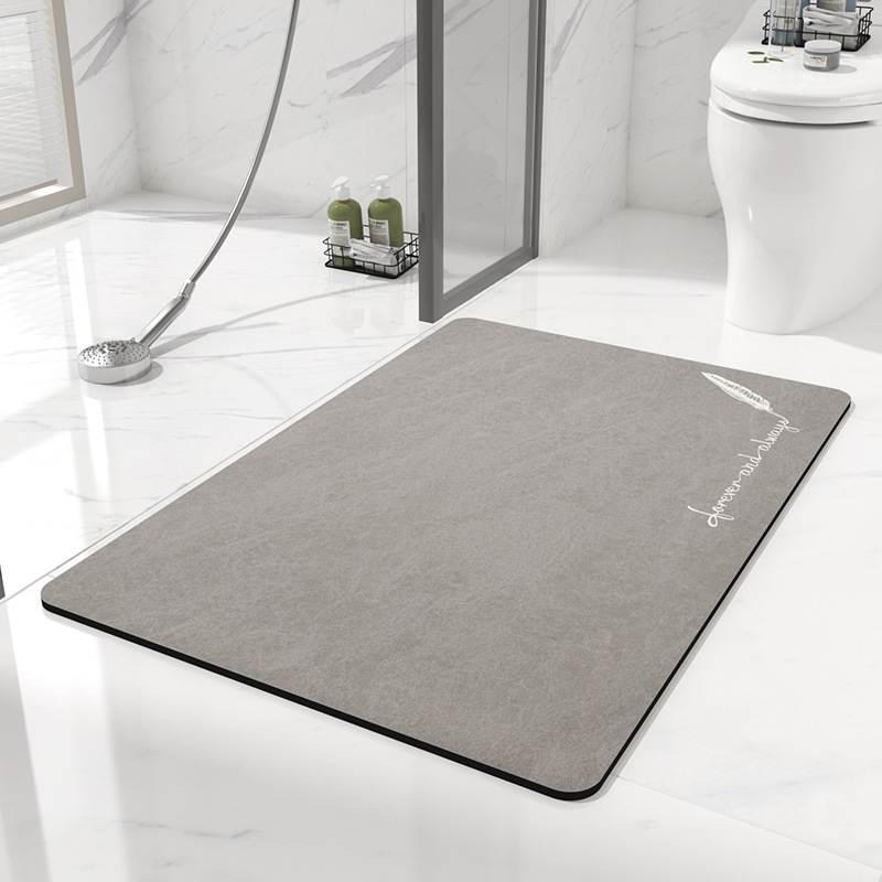 Rainbow Fleece Bathroom Mat - Feather Gray