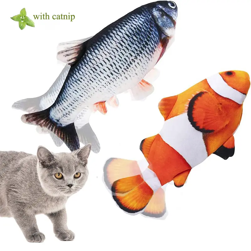 Suministros para mascotas, juguete eléctrico para gatos, pez flexible, gatito en movimiento, juguete para peces, juguete de peluche interactivo para gatos con hierba gatera