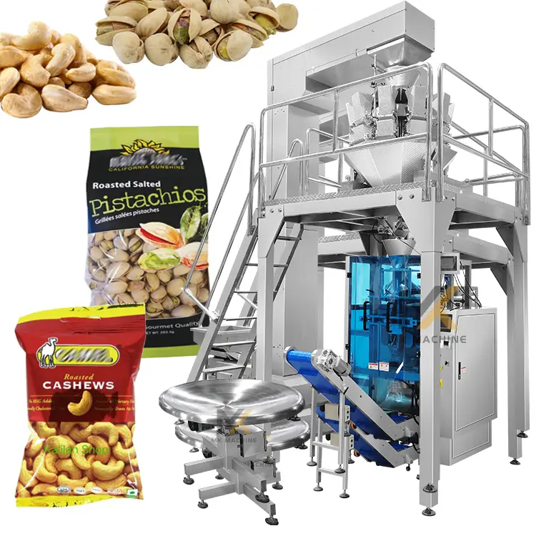 Máquina automática de envasado de anacardos con sello de llenado vertical, máquina de envasado de nueces y pistachos