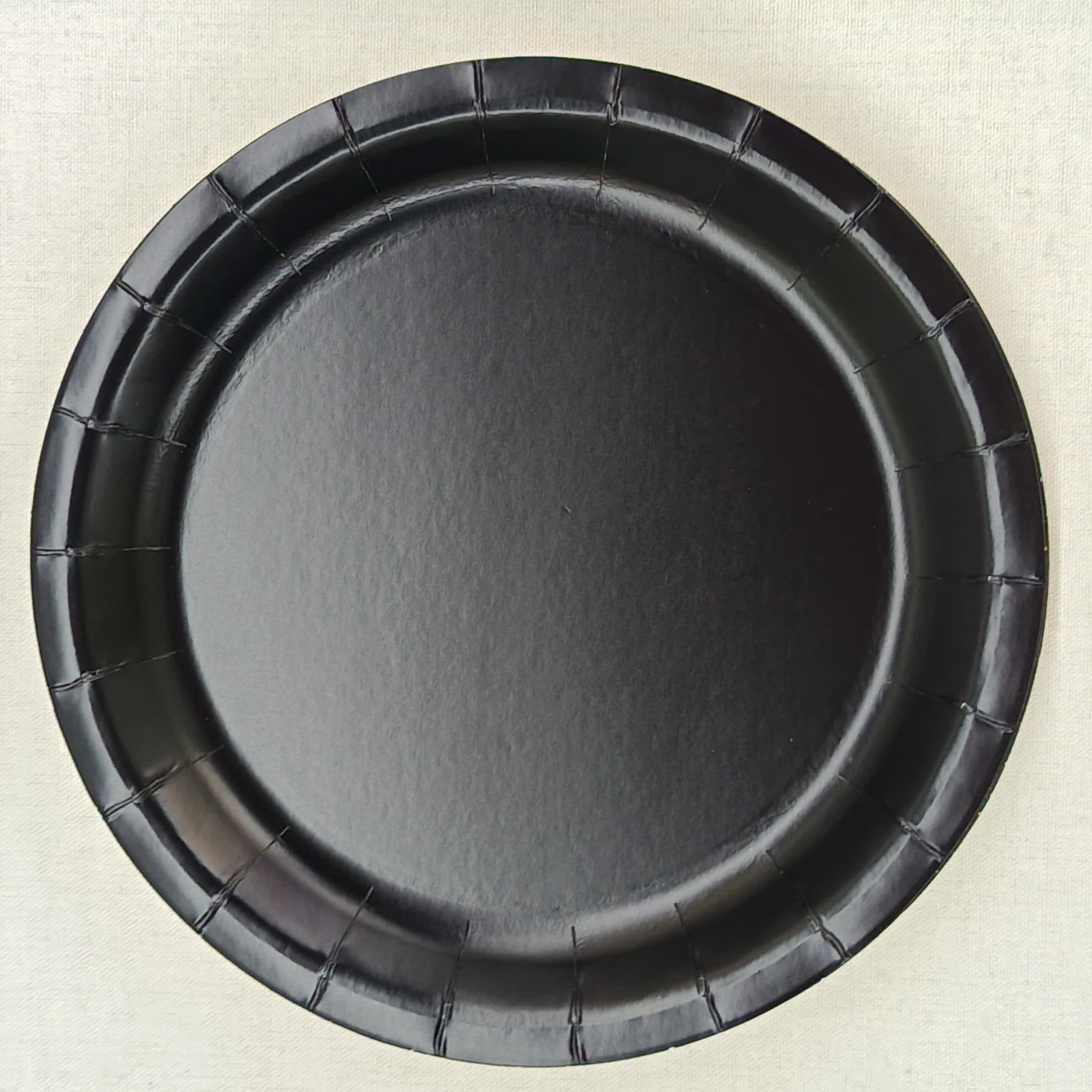 Plato de papel negro de 9 pulgadas * 10 piezas