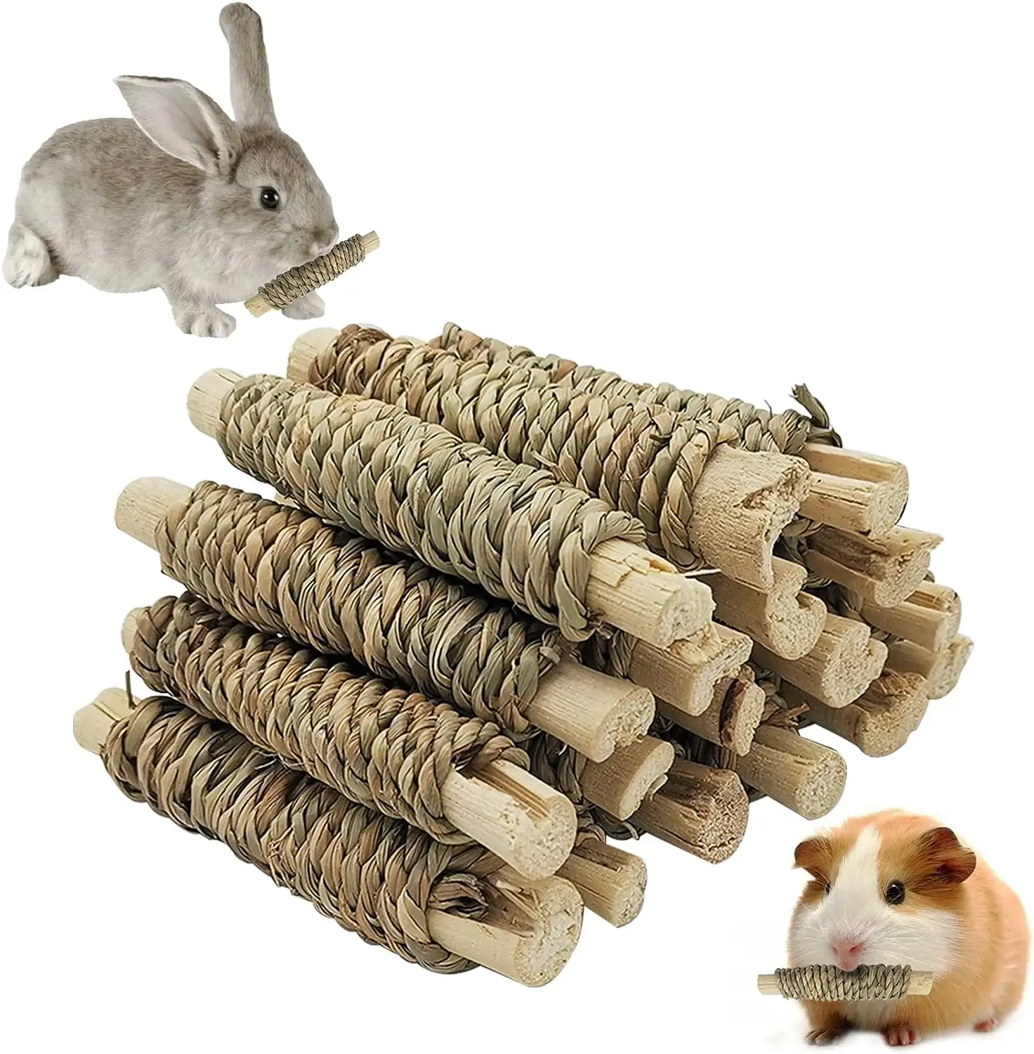 Natürliche Seegras Sweet Bamboo Molar Sticks für Zähne Bunny Chew Toys Käfig Zubehör für Rabbit Bunny Meers chweinchen Hamster