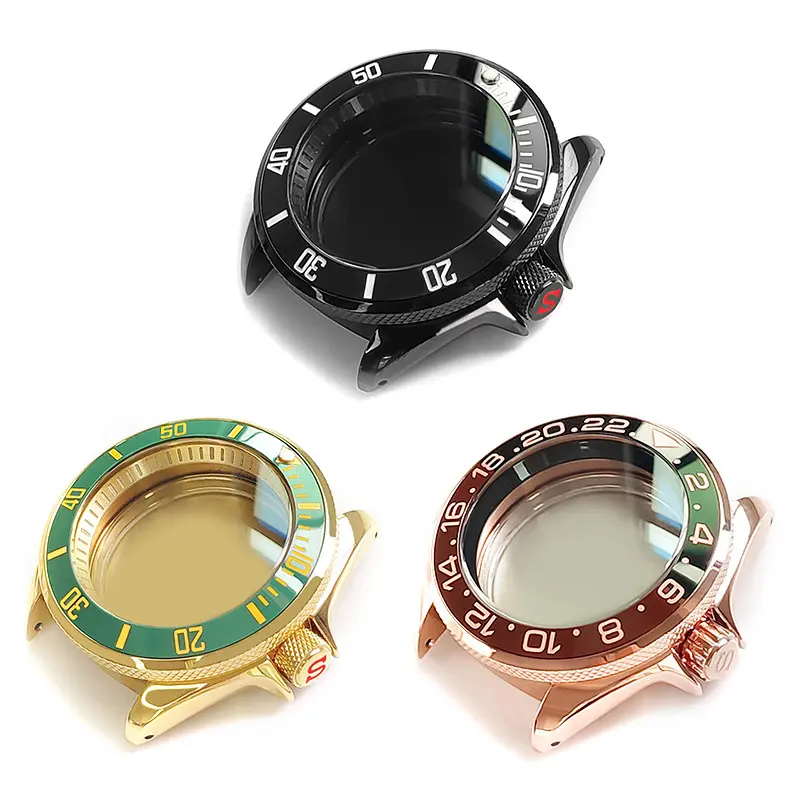 Boîtier de montre personnalisé Insert de lunette de 42mm pour SEIKO SKX007 saphir cristal 3'o horloge couronne boîtier en acier inoxydable adapté au mouvement NH35 36