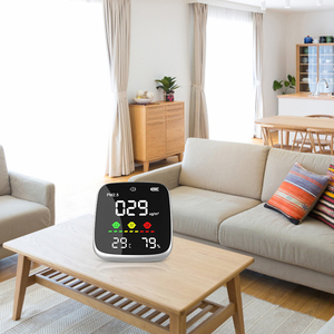 จอภาพ PM2.5 แบบเรียลไทม์ 3-in-1 มินิเดสก์ท็อปเครื่องตรวจจับสภาพแวดล้อมภายในบ้านเครื่องวัด PM2.5 ในร่ม - Product Image 3