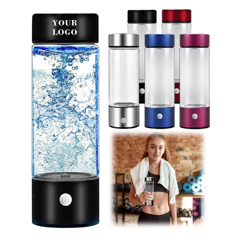 14 oz Rechargeable Portable Water Purifier Generates Hydrogenated Rich Water Bottle with SPE PEM Technology for Home Office