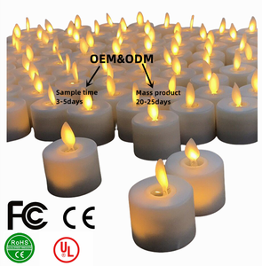 CE FCC ROHS CR2032バッテリー駆動のちらつきLEDティーライト、結婚式の家のための移動3D本物の炎の電子キャンドル - Product Image 1
