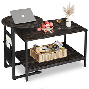 Easy Assembly Metal Frame Wood Desktop <strong>Rectangular</strong> Living Room <strong>Table</strong> Set 2 in 1 Design <strong>Nesting</strong> Coffee <strong>Table</strong> for Living Room - Product Image 1