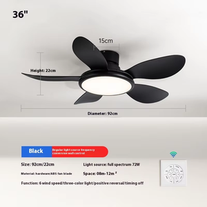 Modern 5 Blades LED Ceiling Fan Light High Wind Power Iron+ABS DC Remote Control 220V <strong>Input</strong> for Home Dining Bedroom Living Room - Product Image 5