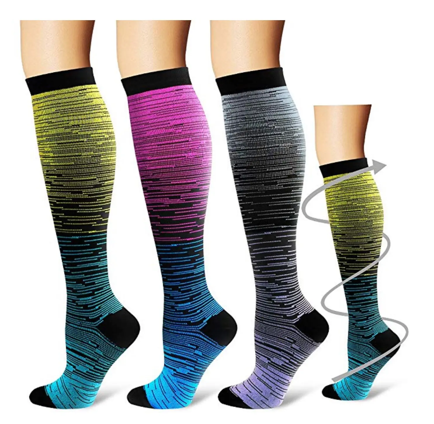 Bas Gradient Compression Mixte Couleur Nouvelle Pression Hommes Femmes Chaussettes Mi-tubeSports Nylon Chaussettes