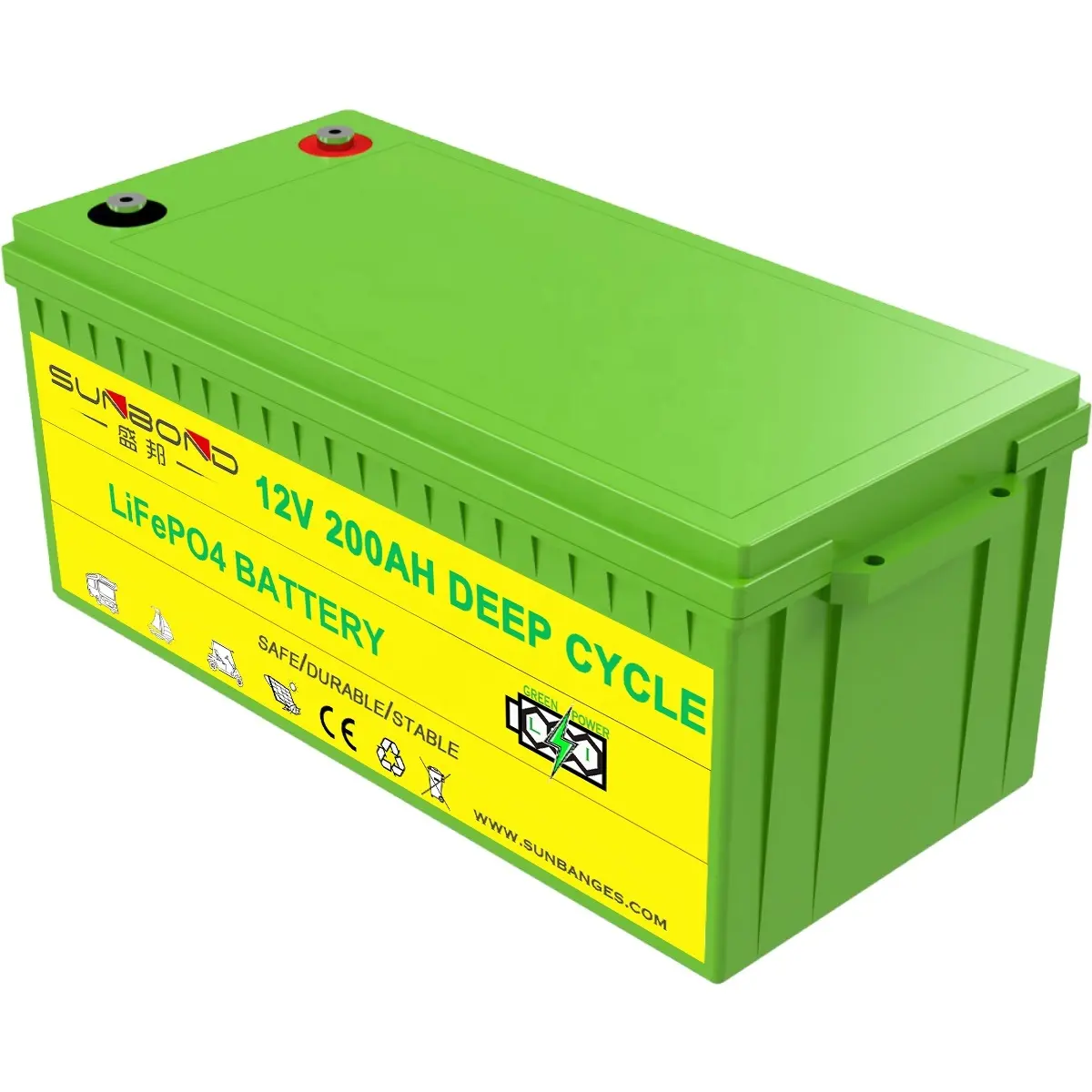 Batterie au lithium 12V 200Ah LiFePO4 300Ah BMS intégré pour moteur solaire de pêche à la traîne RV Détecteur de poissons Roues électriques Applications hors réseau