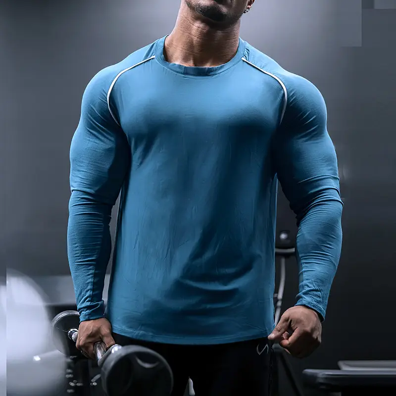 Männer Body Shaping Kleidung Bodysuit Fitness Langarm Top Muskel Typ Männlich Schnellt rocknende Sport bekleidung T-Shirt