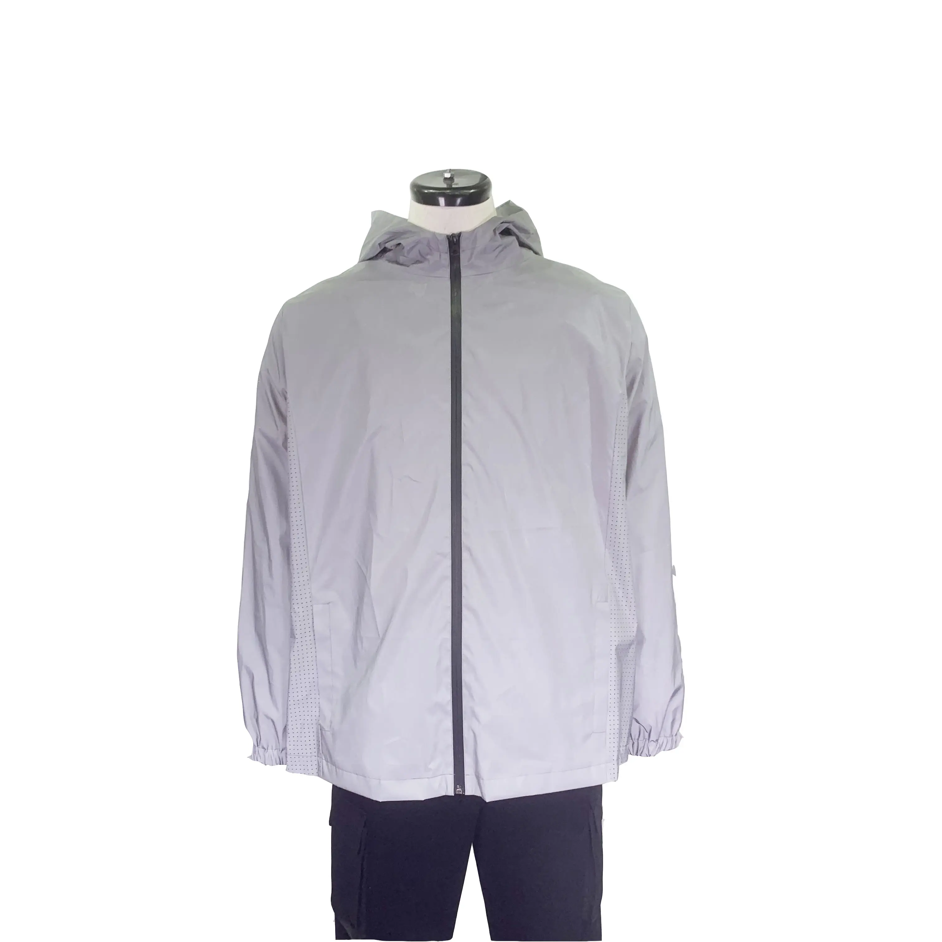 Jaqueta de segurança refletora, fabricante primavera, logotipo personalizado, com capuz, todos os refletivos, manga comprida, casaco de alto brilho, reflexivo