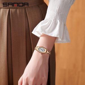 2023 Trendy New Arrival Sanda P1123 <strong>Watch</strong> for Women Fashion Quartz Movement Water Resistant Oval Shape Ladies Retro <strong>Watches</strong> - Product Image 2