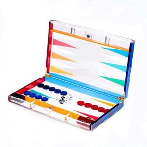 Nhà Máy Tùy Chỉnh Màu Sắc Acrylic Backgammon Checkers Với Nam Châm Nắp Checkersboards Backgammon Thiết Lập Có Thể Gập Lại Cho Quà Tặng - Product Image 1