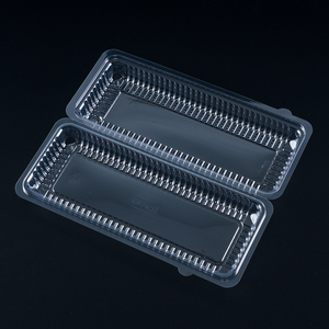 Menteşeli dikdörtgen kapaklı şeffaf plastik tek kullanımlık yiyecek kutusu Blister ambalaj için Takeout suşi Hamburger tatlı kek - Product Image 3