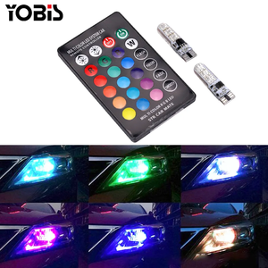 YOBIS Luces <strong>LED</strong> T10 Light Silicone RGB W5W Strobe Width Wedge Light 194 168 5050 6SMD Remove Control Car <strong>LED</strong> Interior Light