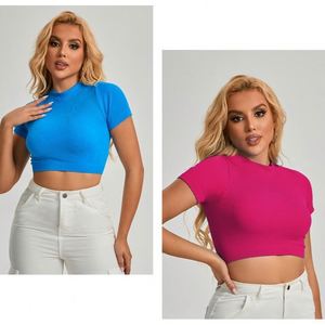 Chất Lượng Cao Phổ Biến Của Phụ Nữ Cây Trồng <span class=keywords><strong>Tops</strong></span> Phụ Nữ Áo Rắn Đồng Bằng Crop Top Áo Sơ Mi Cắt T Áo Sơ Mi Phòng Tập Thể Dục Thể Thao T Áo Sơ Mi - Product Image 1