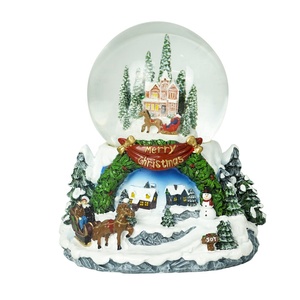 Custom <strong>LED</strong> <strong>Winds</strong> <strong>up</strong> Christmas Village Scene Snowman Musical Water Snowball - Product Image 2