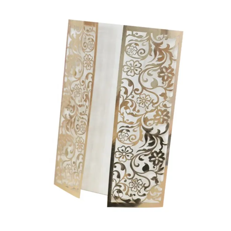 Luxury gold color gate style laser cut muslim wedding invitations islamic
