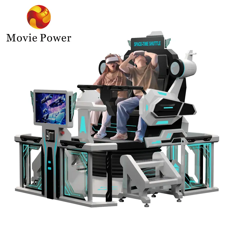 Película Power 2 asientos 360 grados de rotación 9d VR cine Realidad Virtual 3D videos máquina de juegos 360 VR silla VR máquina simuladora