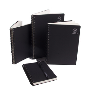 Personalizado capa dura preto jornal <span class=keywords><strong>A4</strong></span> A5 caderno espiral com folha carimbando o logotipo para o aluno