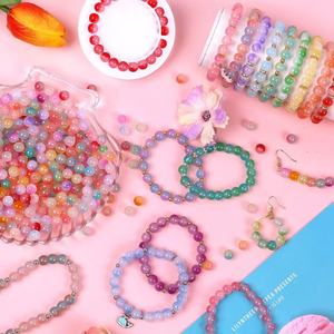 1700 buah 8mm 48 warna manik-manik kaca cantik berkilau kit manik-manik Kaca Gelang DIY dewasa anak-anak membuat perhiasan mainan - Product Image 3