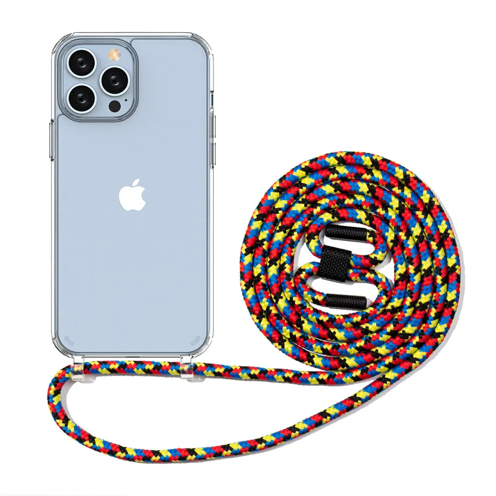 Lanyard Necklace Cross body Phone Case For Iphone 13 12 11 Transparent Clear Hard Acrylic Back