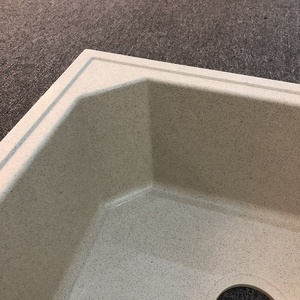 现代复合花岗岩厨房水槽定制单矩形白小麦石英柜台工厂价格顶部安装厨房水槽 - Product Image 6