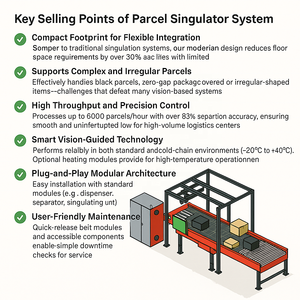 CIMC PTERIS Vision-Guided Conveyor Warehouse Logistik system Sortiert Scans-Pakete Gummiband Singulator Pakets ortier maschine - Product Image 4