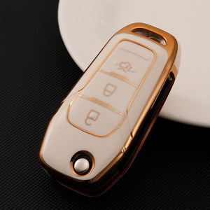 Soft TPU Golden Edge <strong>Key</strong> Case Cover for <strong>Ford</strong> Focus <strong>2</strong> 3 MK3 ST RS Ecosport Fuga Escape Fiesta Fold <strong>Key</strong> 3 Button Auto <strong>Key</strong> Holder - Product Image 5