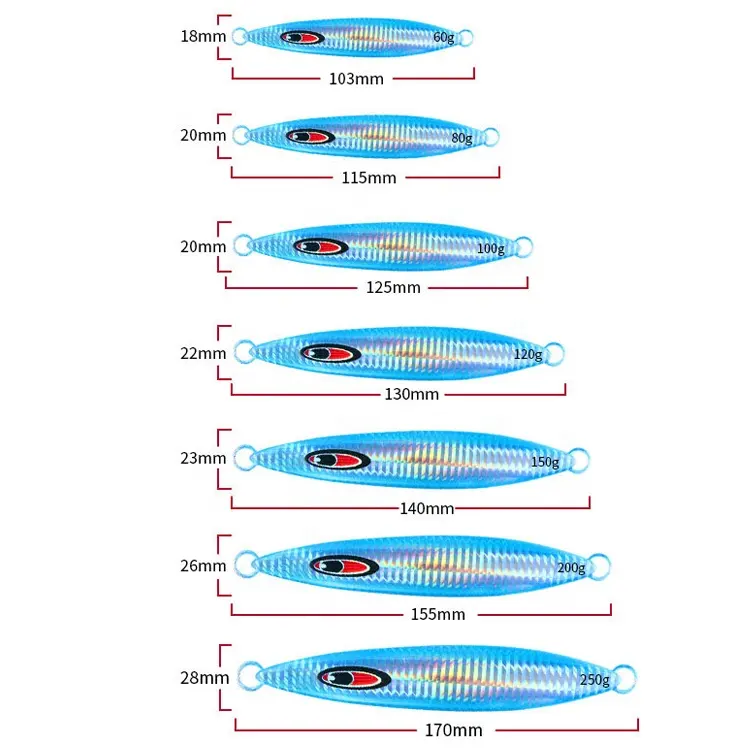 80g/100g/120g/150g/200g/250g/300g Saltwater Lead Vertical Metal Jig Lure Lumo Boat Bass Grouper Fishing Jig Bait