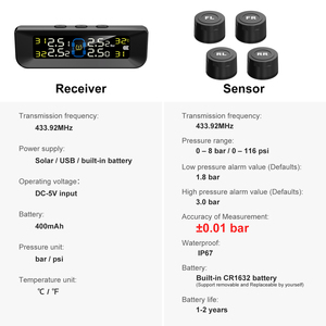 Nueva llegada coche Solar TPMS alto brillo pantalla LCD 8bar Steelmate neumático sistema de control de presión de neumáticos para coche TPMS Sensor - Product Image 5