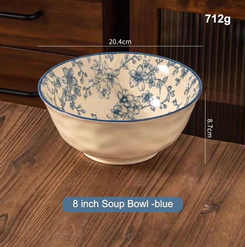 Tazón de sopa de 8 pulgadas azul